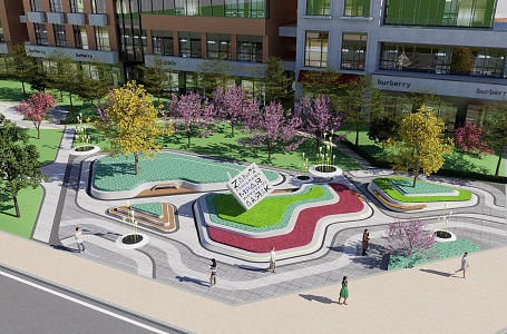 Municipal Pocket Park Modern Park 3d model