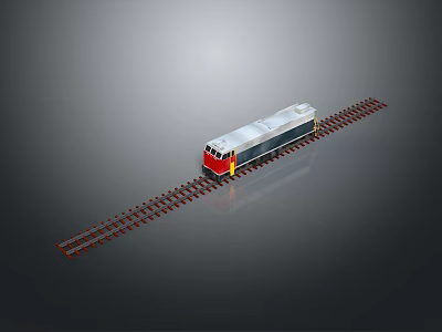 Modern Red And Silver Train On Railway Track With Metallic Surface 3d model