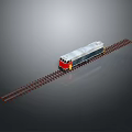 Modern Red And Silver Train On Railway Track With Metallic Surface