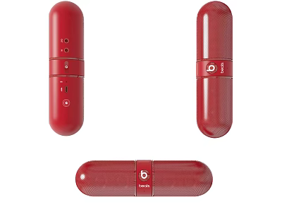Red Capsule Design Headphone Speaker With Portable Modern Style And Sleek Compact Size 3d model