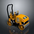 Yellow Functional Road Roller with Dual Drums Seat and Handrail Design 3d model