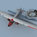 Twin Engine Fighter Jet With Gray Fuselage Red Details And Cockpit Structure 3d model