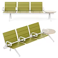 Modern Public Chairs With Green Seats White Metal Frames And Attached Small Table