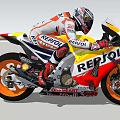 Racing Motorcycle With REPSOL Logo And Rider On Green Grass Field Under Blue Sky