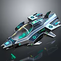 Futuristic Spaceship With Transparent Cockpit Multiple Wings And Green Glowing Lights For Space Exploration