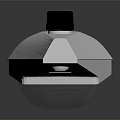 White Modern Container With Black Lid And Angular Geometric Design