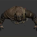 3D Model of Tactical Combat Character With Mask Cape And Gear Pouches