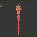 Enchanted Magic Staff With Pink Gemstone Blue Shaft And Gold Ornaments
