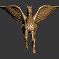 Golden Pegasus Sculpture Decorative Ornament Set For Home Decor With Shiny Metallic Finish