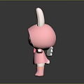 Cute Pink Rabbit Animated Game Character With White Hood Yellow Hair Red Eyes And Bow
