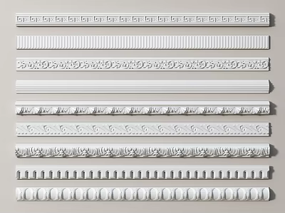 Various Decorative Gypsum Cornice Mouldings with Ornate Patterns for Interior Design 3d model