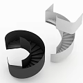 Modern Black and White Spiral Staircase Design with Curved Structure and Contrast