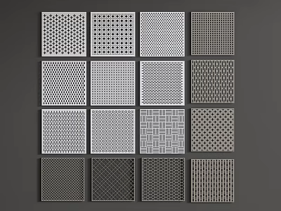 Variety of Wall Panels with Different Patterns 3d model