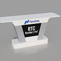 White Functional Desk With Nasdaq Logo RTC Text And Presentation Features 3d model
