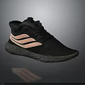 Black Sports Sneakers With Pink Stripes And Wavy Sole Design For Casual Wear
