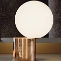 Modern Table Lamp With Copper Gold Base White Globe Shade And Decorative Accents