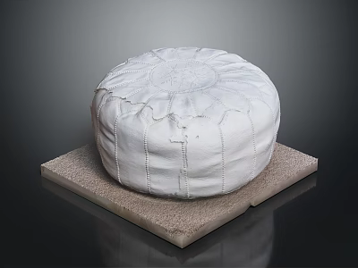 White Round Wrapped Object With Detailed Stitching On Square Textured Mat Against Dark Background 3d model