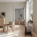 Bright Warm Nordic Style Living And Dining Room Interior With Natural Light And Cozy Furnishings