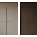 Double Doors in Beige and Dark Brown with Modern Design and Metal Handles