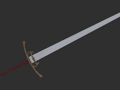 Classic Decorative Sword With Red Hilt Golden Guard And White Blade On Dark Background 3d model