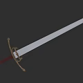 Classic Decorative Sword With Red Hilt Golden Guard And White Blade On Dark Background