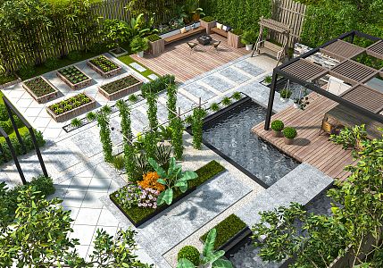 Modern Courtyard Garden 3d model