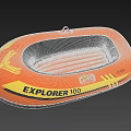 Orange Inflatable Explorer 100 Boat With Flame Pattern For Water Activities 3d model