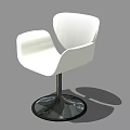Modern White Leisure Chair With Curved Backrest And Chrome Swivel Metal Base