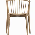 Light Wood Dining Chairs With Slatted Back And Minimalist Design Style