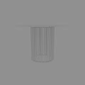 Round White Marble Dining Table With Vertical Slatted Metal Base Design 3d model