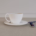 White Cup With Black Coffee On Saucer And Chocolate Bars On Tablecloth