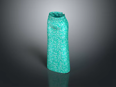 Turquoise Long Dress with White Swirl Patterns for Elegant Fashion Style 3d model