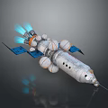 Advanced Spacecraft With Multiple Spherical Modules Blue Solar Panels And Thrusters 3d model