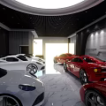4S Shop Showroom Interior Featuring Red White Luxury Sports Cars And Modern Design