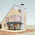 Modern Single Family House With Gabled Roof Round Window And Porch