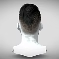 Man 3D Head Model with Short Hair Beard and Black White Half Body Portrait