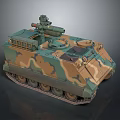Armored Tracked Military Vehicle with Camouflage Paint and Weapon Turret System