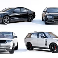 Luxury Car Collection With Black Audi Sedan And White Range Rover SUV Models