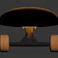 Stylish Skateboard With Orange And Gray Decorative Pattern And Orange Wheels