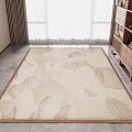 Beige Square Rug with Leaf Pattern and Brown Border for Room Floor Decoration 3d model