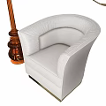 White Single Chair In Modern Interior With Black Floor Lamp Gold Mirror And Geometric Vase