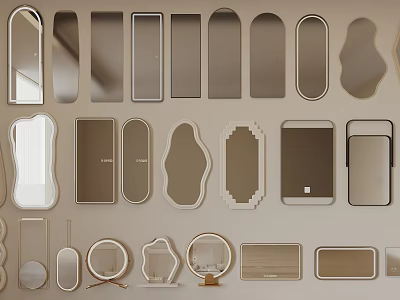 Stylish Diverse Shaped Mirrors with Unique Designs for Home Wall Decor 3d model