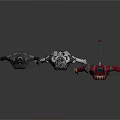Three Futuristic Humanoid Characters in Stylish Armor With Varied Designs And Color Accents