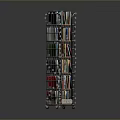 Multi Tiered Modern Bookshelf Featuring Colorful Books Metal Frame And Reflective Base