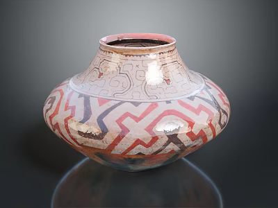 Colorful Ceramic Vase With Intricate Geometric Patterns And Glossy Surface Design 3d model