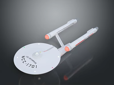 USS Enterprise NCC-1701 Spaceship Model With Saucer Section And Twin Red Engines For Space Exploration 3d model