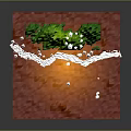 3D Red Terrain Model With Green Mountains White River And Trees