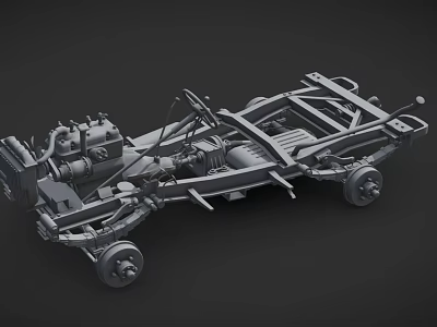 Detailed 3D Model of Car Chassis with Mechanical Components and Structure 3d model