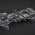 Detailed 3D Model of Car Chassis with Mechanical Components and Structure