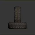 Stacked Car Tires Displaying Exposed Metal Rim And Detailed Tread Design